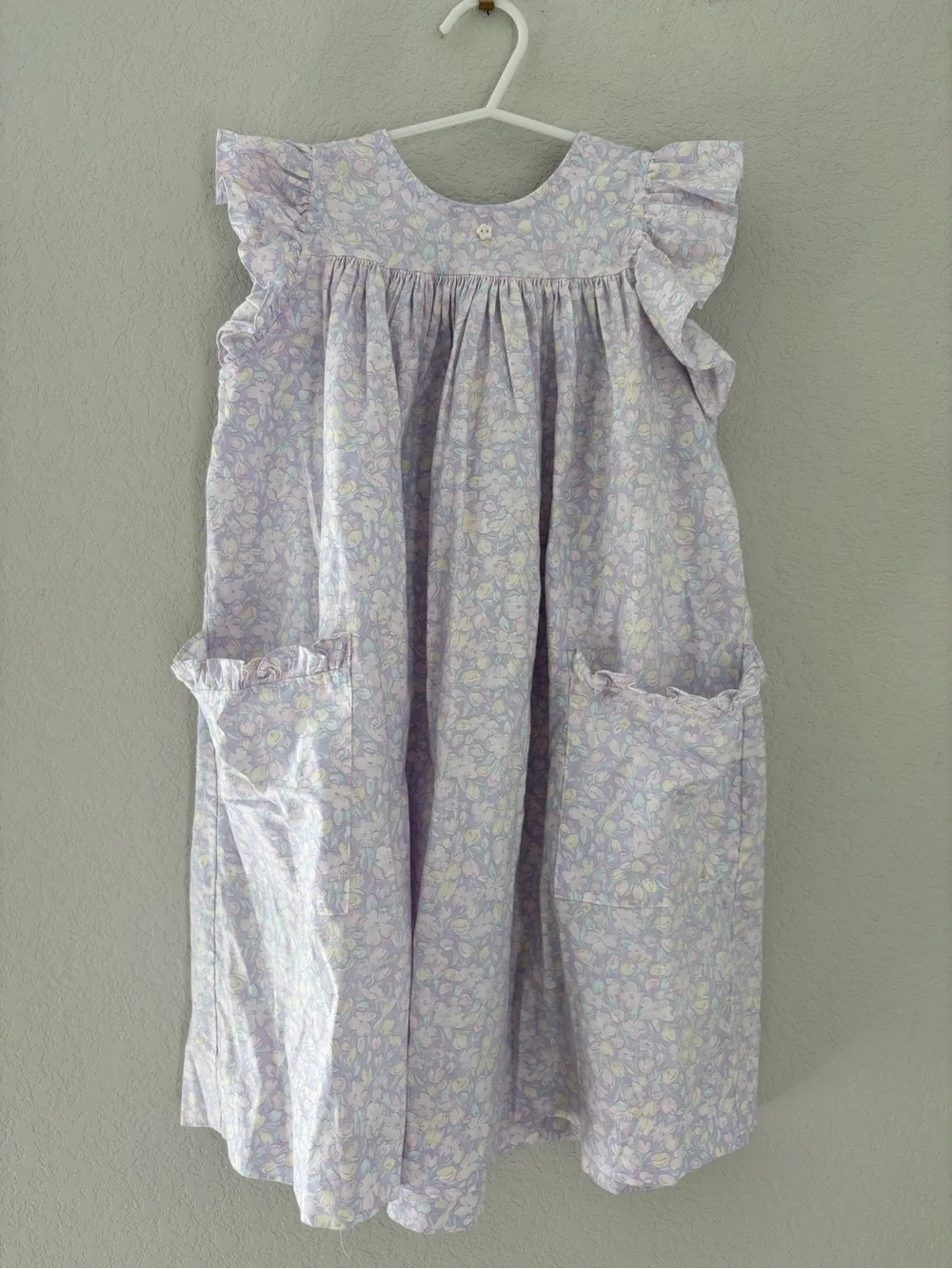 SIMI Vintage Girls Sun Dress Cotton 90's Ruffle Sleeve Spring Flowers Size 4